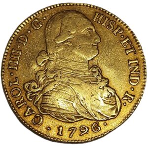 Moneda oro 8 Escudos 27 gramo CARLOS IIII Año 1796