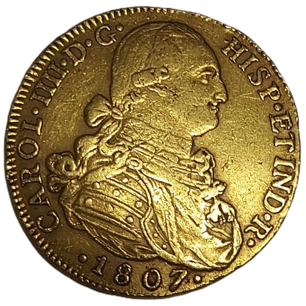Moneda oro 8 Escudos 27 gramo CARLOS IIII Año 1807