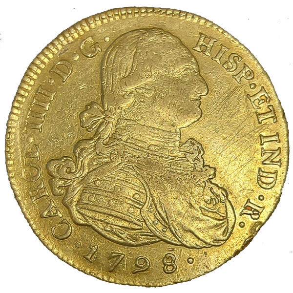 Moneda oro 8 Escudos 27 gramo CARLOS IIII Año 1798 POTOSI