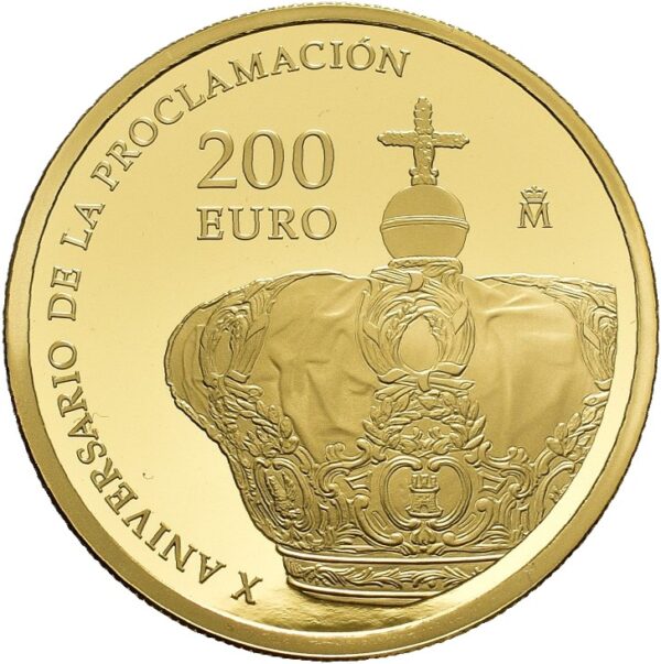 Moneda de 13,50gr Oro 200 EUROS X ANIVERSARIO DE LA PROCLAMACIÓN AÑO 2024