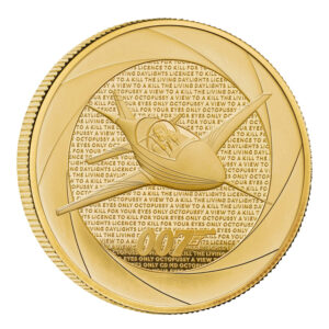 Moneda de Oro JAMES BOND 007 1 Oz - 31.1 gramos 100 Libras de Gran Bretaña 3