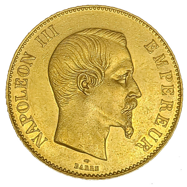 Moneda Oro 100 Francos Francia. Napoleon III 1857