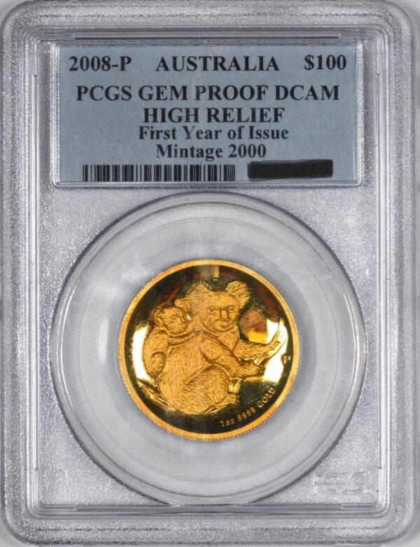 Moneda 1 Onza oro KOALA Año 2008 Australia 31.10 g PCGS
