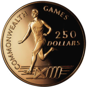 Moneda Oro 250 Dolares 1986 ISLAS BAHAMAS COMMONWEALTH GAMES