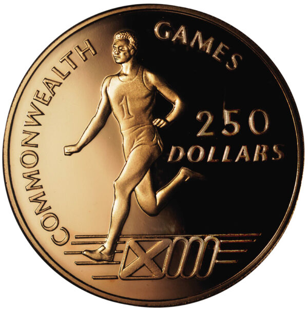 Moneda Oro 250 Dolares 1986 ISLAS BAHAMAS COMMONWEALTH GAMES