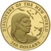 Moneda Oro 250 Dolares 1990 ISLAS BAHAMAS NATIVO AMERICANO