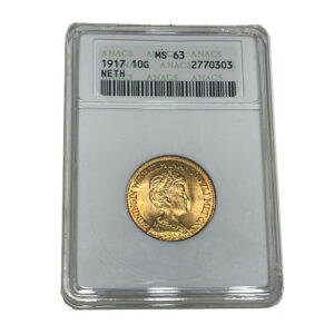 Moneda Oro 10 Gulden. Holanda. Wilhelmina 1917 CERTIFICADO ANACS