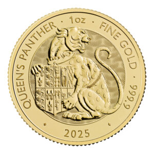 Moneda de Oro Pantera Tudor 1 Oz - 31.1 gramos 100 Libras de Gran Bretaña Año 2025