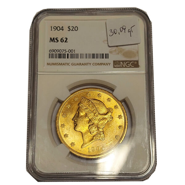 20 Dolares Liberty USA. Doble Aguila. Varias 1904 CERTIFICADO NGC