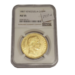 Moneda Oro 100 Bolivares 32.2580 g Año1887 CERTIFICADO NGC