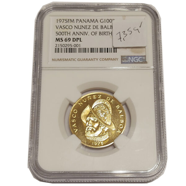 Moneda Oro VASCO NUÑEZ DE BALBOA - PANAMA 8.16 gramos  CERTIFICADO NGC