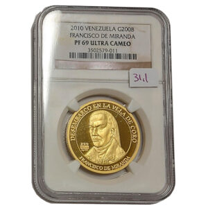 Moneda Oro 250 Bolivares Venezuela Francisco de Miranda 31.10 gramos CERTIFICADO NGC