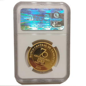 Moneda 31.10 gramos Oro 50 Bolivares Venezuela Aniversario Banco Central CERTIFICADO NGC