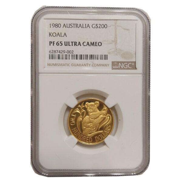 Moneda 10 gramos oro 200 Dolares Koala Australia Año 1980