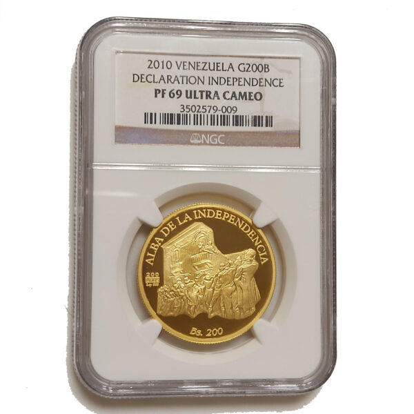 Moneda Oro 200 Bolivares Venezuela Declaración Independencia 31.10 gramos CERTIFICADO NGC