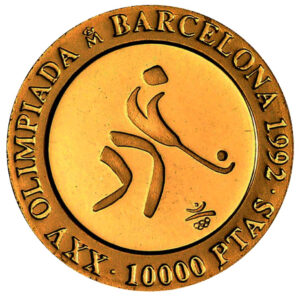 Moneda de Oro 3.37 gramos 10.000 Pesetas Olimpiadas Barcelona Hockey 1990 CERTIFICADO NGC