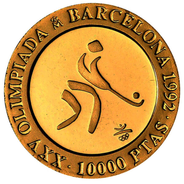 Moneda de Oro 3.37 gramos 10.000 Pesetas Olimpiadas Barcelona Hockey 1990 CERTIFICADO NGC