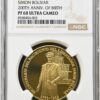 Moneda Oro 3000 Bolivares Venezuela Bicentenario Simon Bolivar 31.10 gramos CERTIFICADO NGC PF 68
