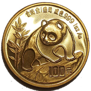 Moneda de oro Panda Chino 1 Onza 31.10 g de oro 100 yuanes Año 1990