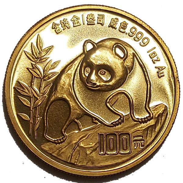 Moneda de oro Panda Chino 1 Onza 31.10 g de oro 100 yuanes Año 1990