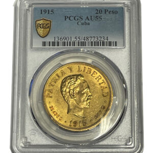 Moneda 20 Pesos cubanos 1915 – 33.436 gramos Oro