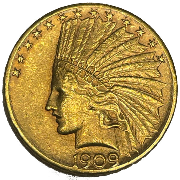 Moneda de Oro Aguila 10 Dolares Estados Unidos Cabeza de Indio Año 1909