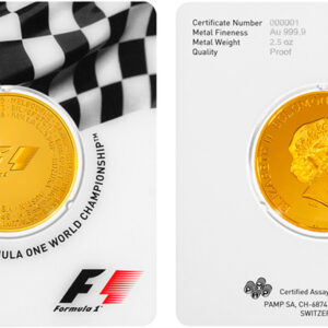 Moneda de Oro 2.5 Oz 77.7 gramos FIFA FORMULA ONE WORLD CHAMPIOMSHIP 2017