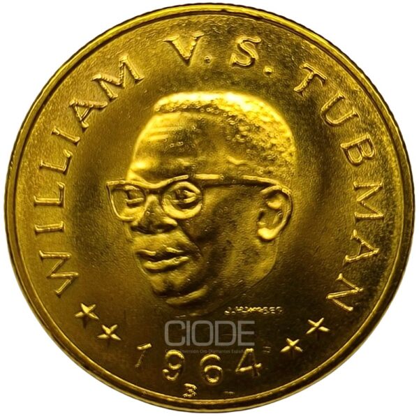 Moneda oro William V. S. Tubman Liberia 16,78gr 20 dólares 1964