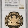 Moneda Oro 250 Dolares 1988 ISLAS CAYMAN VISITA ALEXANDRA NGC 1988