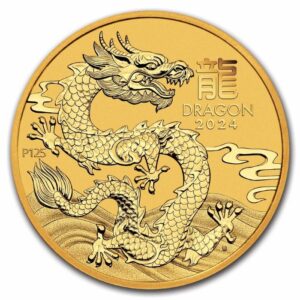 Moneda 1/10 Onza de oro / 3.11 Gramos / 15 dólares año lunar del DRAGON 2024 AUSTRALIA