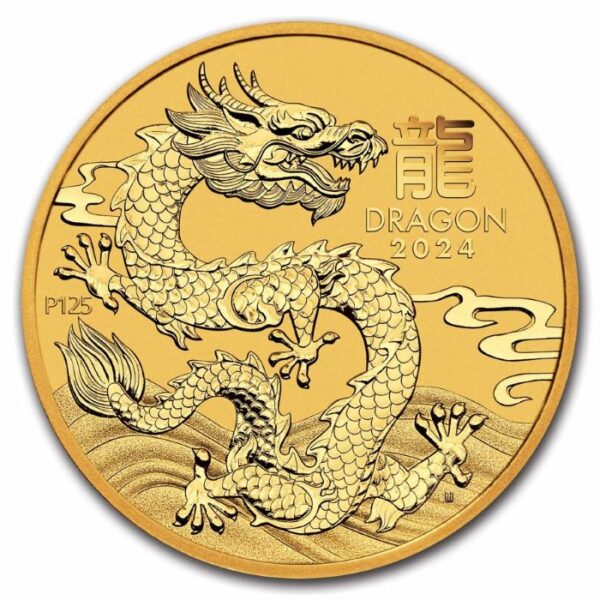 Moneda 1/4 Onza de oro / 7.77 Gramos / 25 dólares año lunar del DRAGON AUSTRALIA 2024.