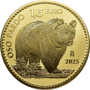 Moneda 1 Onza 31.10 Gramos oro OSO PARDO - 1,5 Euros - Año 2025 España