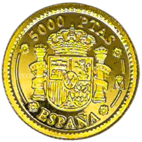 Moneda de oro 1.68gr 999 España 2000 5000 pesetas V Centenario del nacimiento de Carlos V