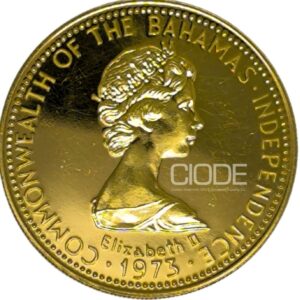Moneda de oro 10.92gr 916.6 Bahamas 200 dollars Independencia de Bahamas 1973 1975