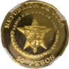 Moneda de oro 15.55gr 0.999 Rep. Cuba Certificado NGC 1988 50 pesos cubanos Marcha hacia la libertad