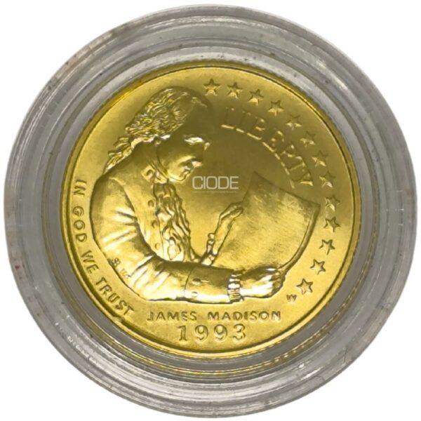 Moneda de oro 8.359gr 900 Estados Unidos 1993 5 dolares James Madison y la Carta de Derechos