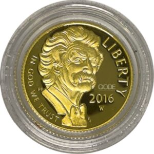 Moneda de oro 8.359gr 900 USA 2016 5 dolares Mark Twain