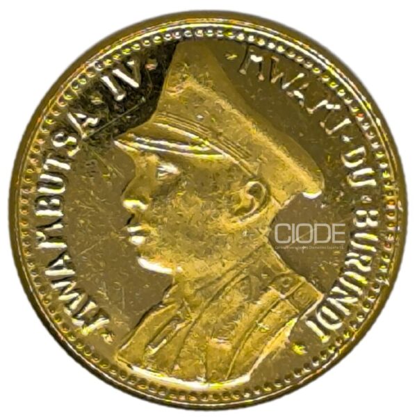 Moneda de oro 3.2 g 900 Burundi 1962 10 francos Rey Mwambutsa IV