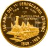Moneda de oro 140 Aniversario del primer ferrocarril español Rep. Cuba 1oz 0,999 100 pesos 1989 Certificado NGC