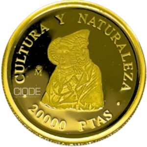 Moneda de oro 6.75gr 999 España 1995 20.000 pesetas Serie Cultura y Naturaleza Dama de Elche