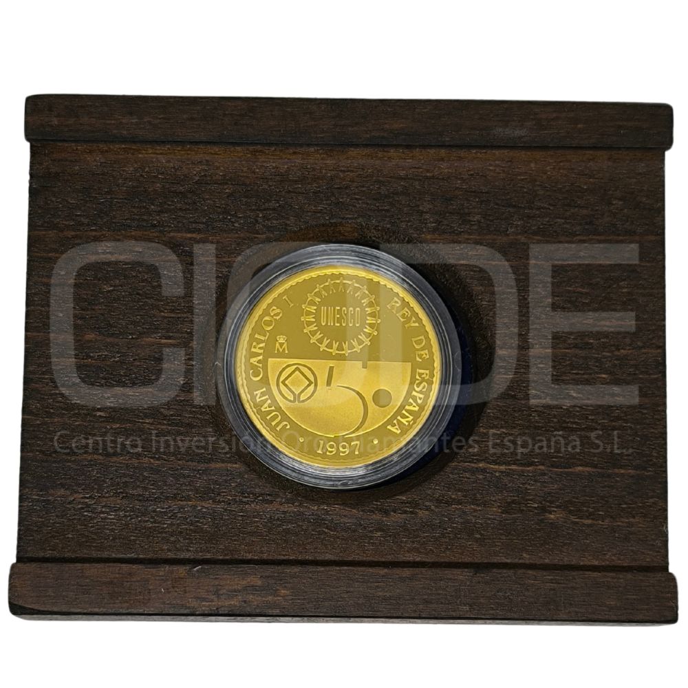 Moneda de oro 13,5gr 0,999 España 1997 40.000 pesetas Serie Patrimonio mundial de la humanidad "Pagoda de Horyu-ji" - Imagen 4