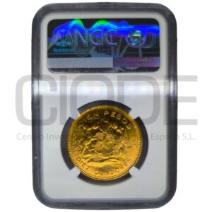 Moneda de oro Diez Cóndores Rep. Chile 20,34gr 0,900 100 pesos pesos 1952 Certificado NGC