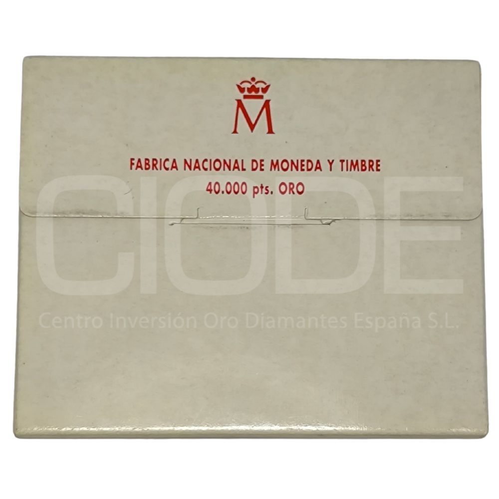 Moneda de oro 13,5gr 0,999 España 1997 40.000 pesetas Serie Patrimonio mundial de la humanidad "Pagoda de Horyu-ji"