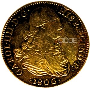 Moneda de oro 8 Escudos 1806 Carlos IV 27gr CECA México Catalogacion de archivo N2