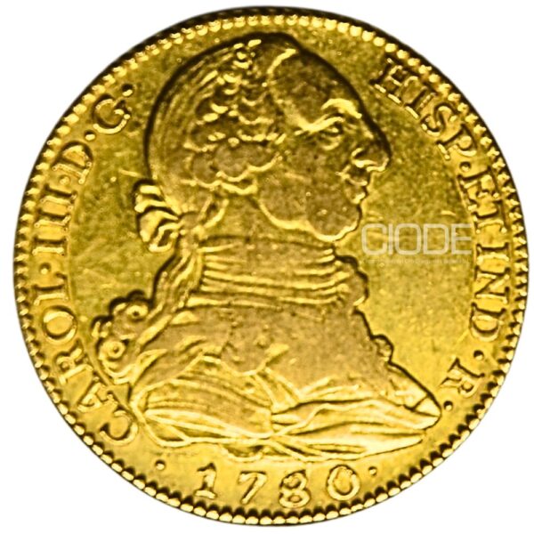 Moneda de oro 4 Escudos 1780 Carlos IV 13.54gr CECA Madrid Catalogacion de archivo N21