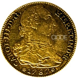 Moneda de oro 4 Escudos 1787 Carlos III 13.54gr CECA Madrid Catalogacion de archivo N11