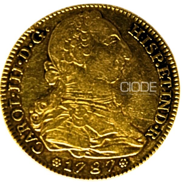 Moneda de oro 4 Escudos 1787 Carlos III 13.54gr CECA Madrid Catalogacion de archivo N11