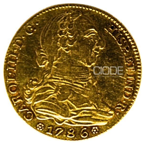 Moneda de oro 4 Escudos 1786 Carlos III 13.54gr CECA Madrid Catalogacion de archivo N10