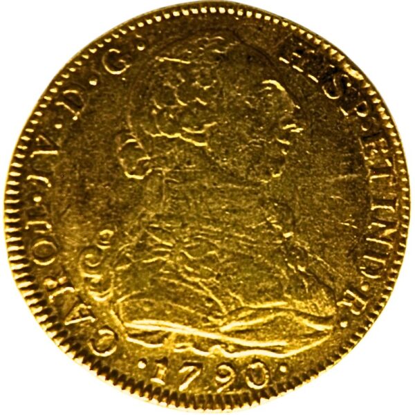 Moneda de oro 8 Escudos 1790 Carlos IV 27gr CECA Nuevo Reino Catalogacion de archivo N31