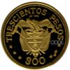 Moneda de oro 300 Pesos 1968 12,9gr Rep. Colombia LEI 900 "Congreso Eucarístico Internacional" - Imagen 2
